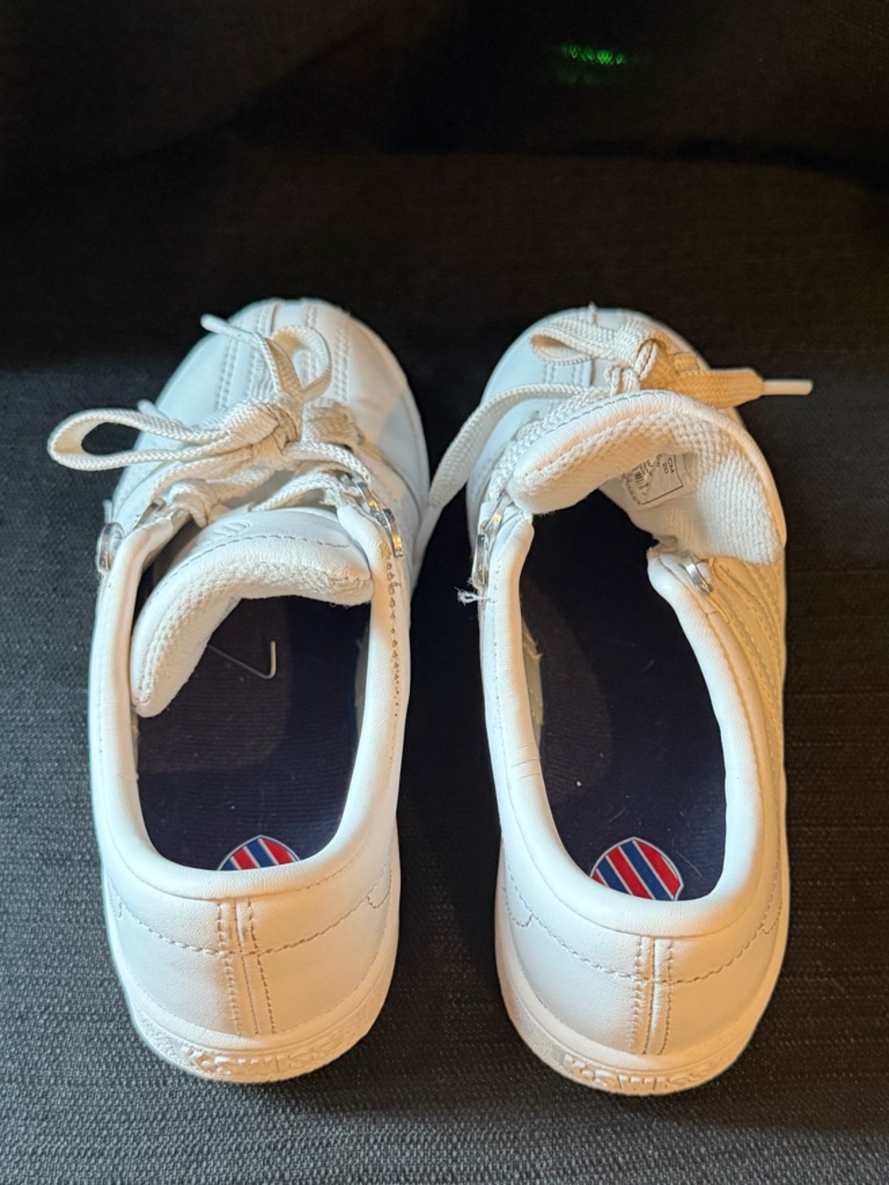 K-Swiss White Kids Leather Lace-Up Sneakers - Picture 4 of 11